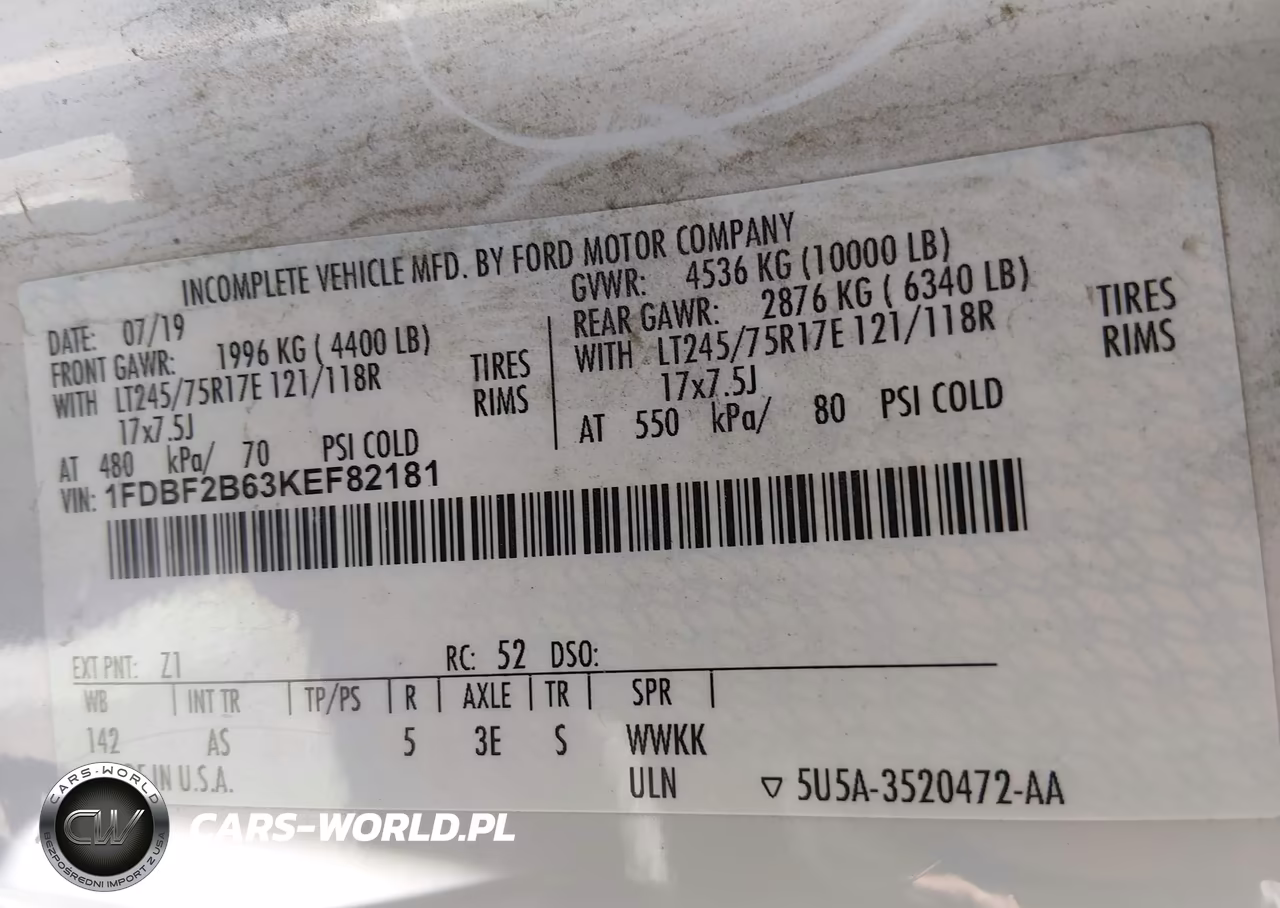 2019 Ford F-250 Xl VIN:1FDBF2B63KEF82181 - 9