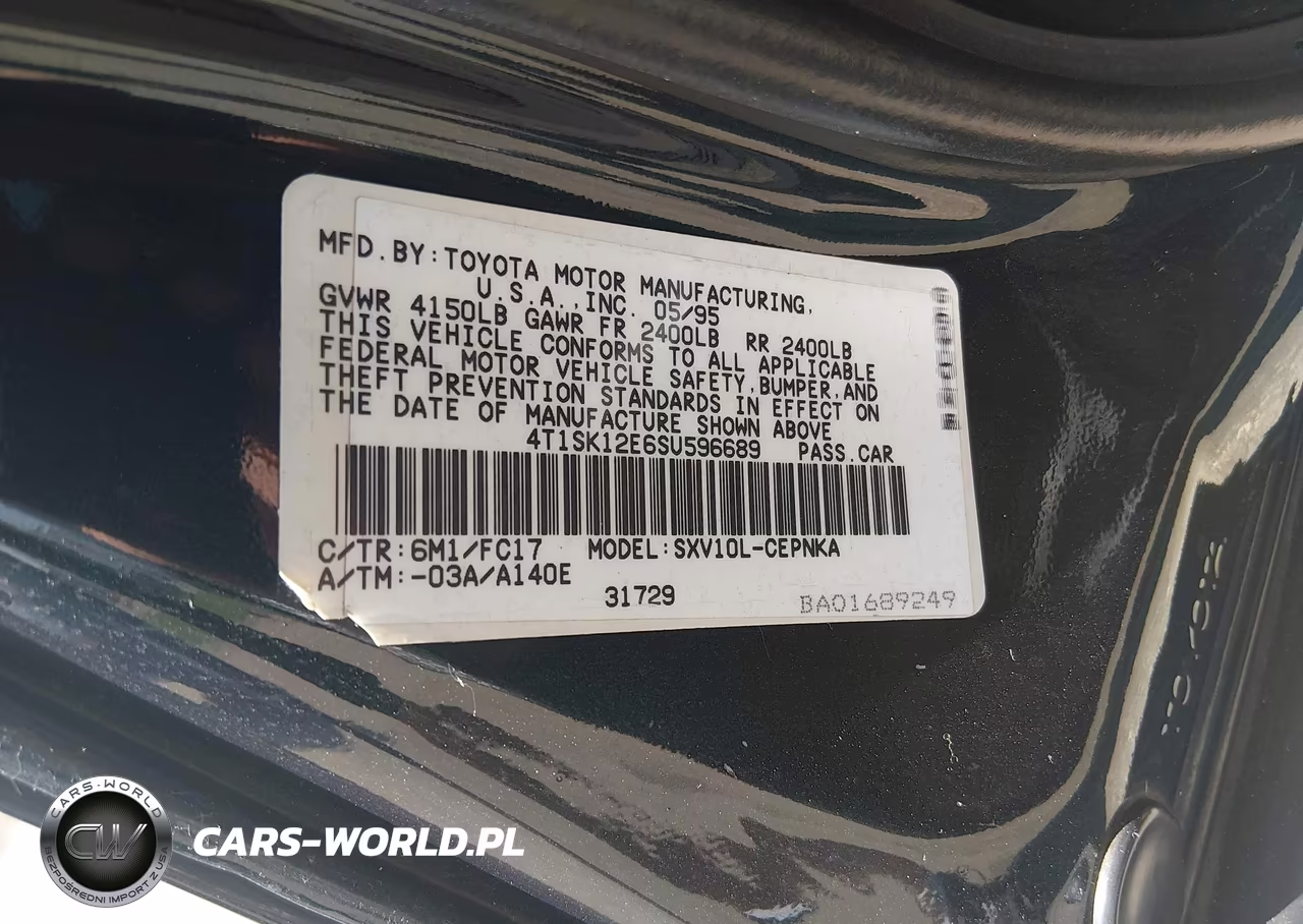 1995 Toyota Camry Le VIN:4T1SK12E6SU596689 - 9