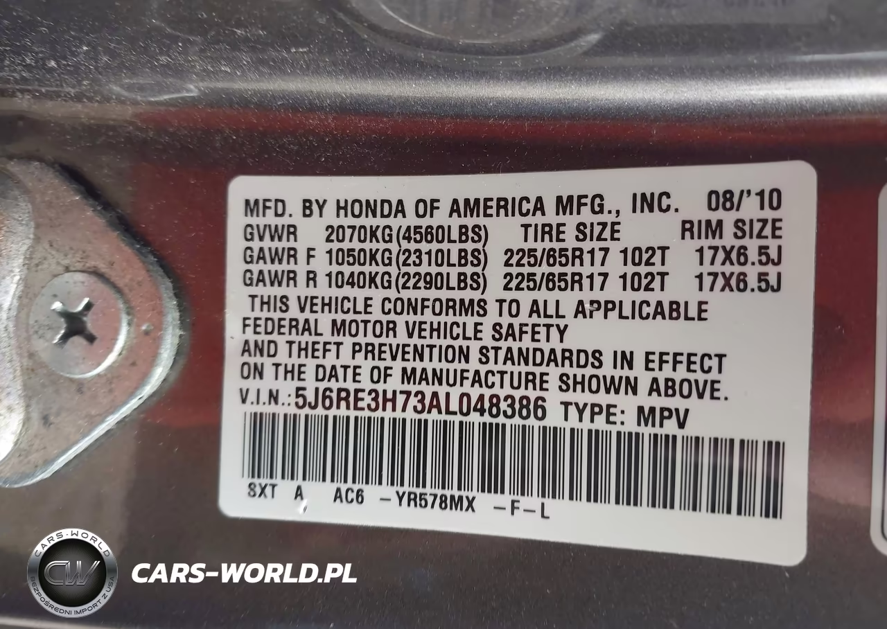 2010 Honda Cr-V Ex-L VIN:5J6RE3H73AL048386 - 9