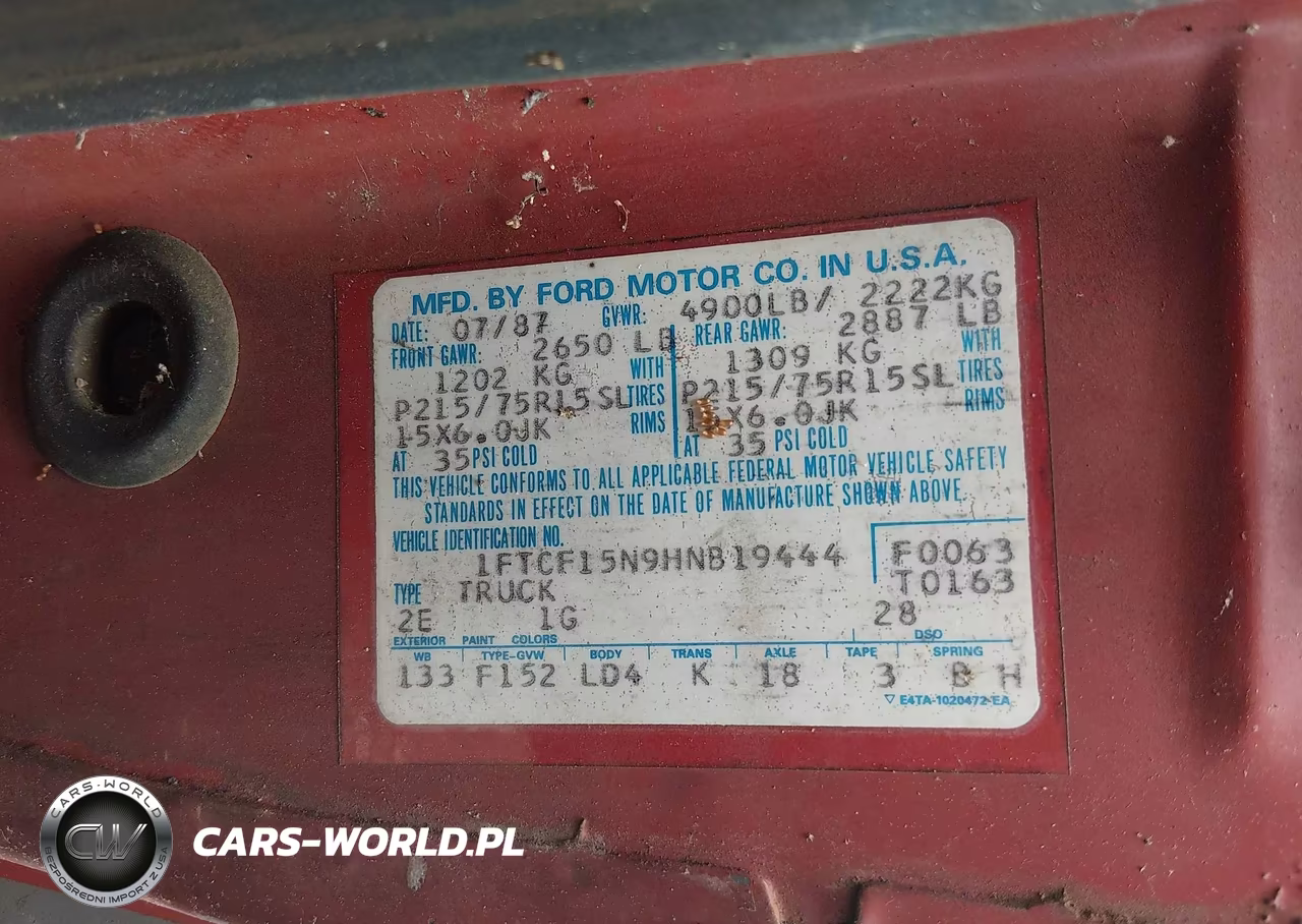 1987 Ford F150 VIN:1FTCF15N9HNB19444 - 9