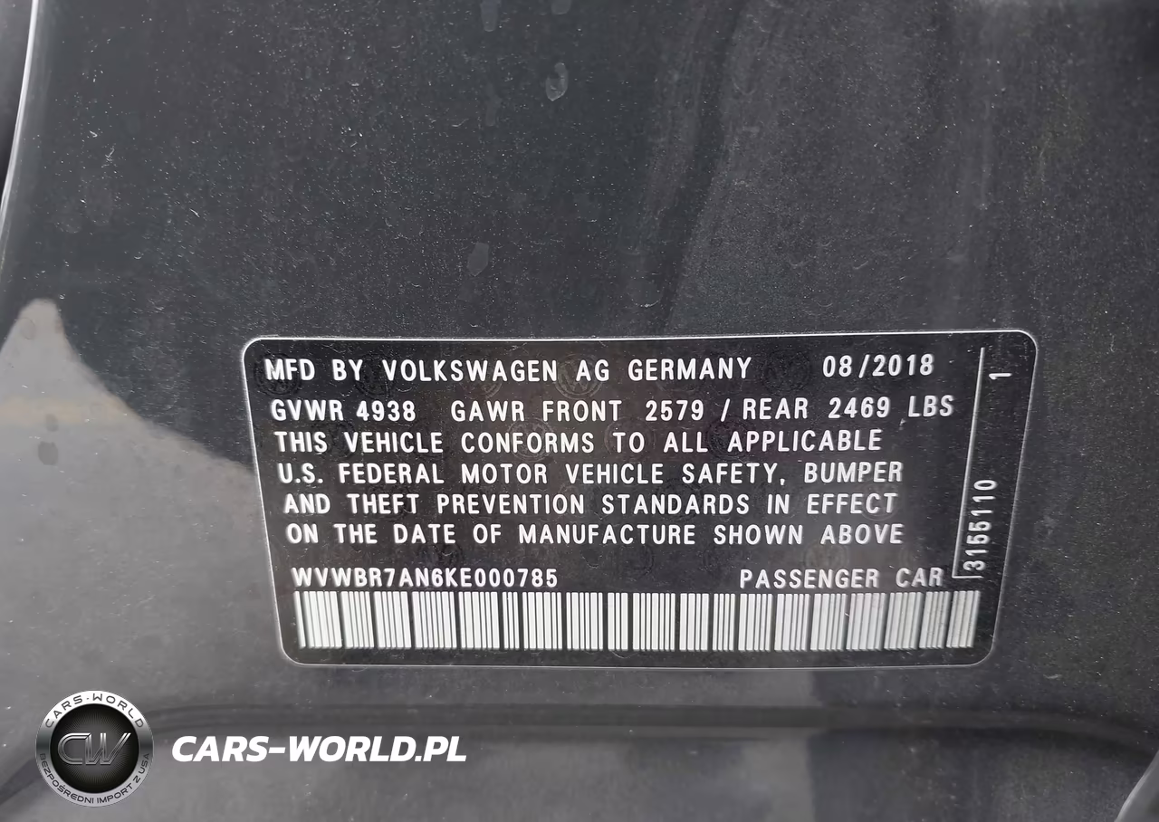 2019 Volkswagen Arteon 2.0T Se VIN:WVWBR7AN6KE000785 - 9