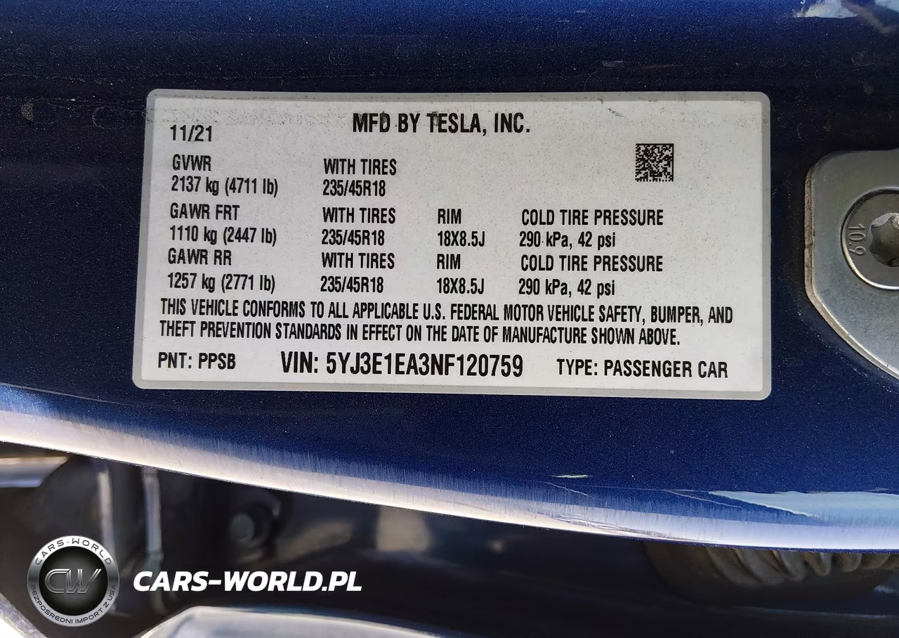 2022 Tesla Model 3 Rear-Wheel Drive VIN:5YJ3E1EA3NF120759 - 9