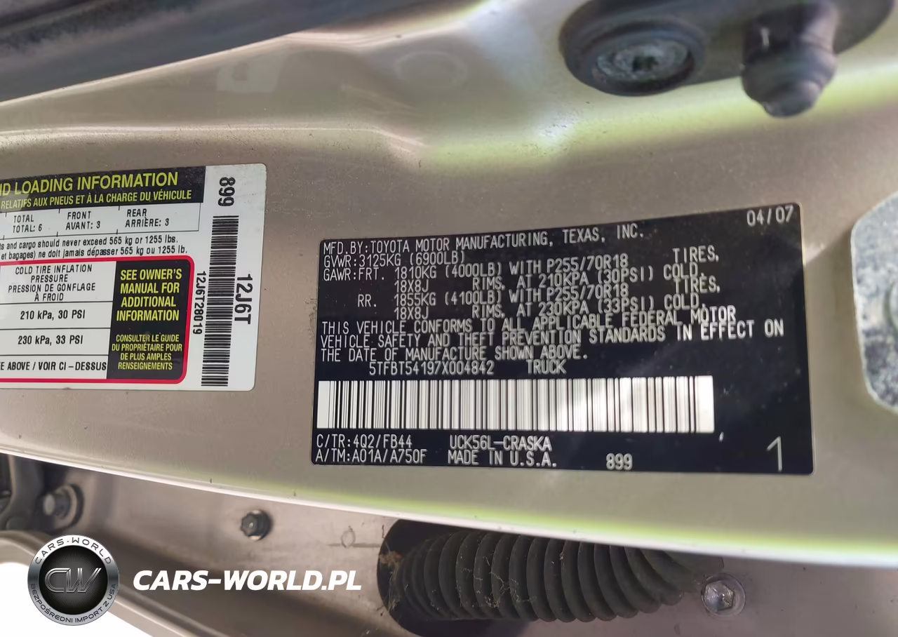 2007 Toyota Tundra Sr5 4.7L V8 VIN:5TFBT54197X004842 - 9