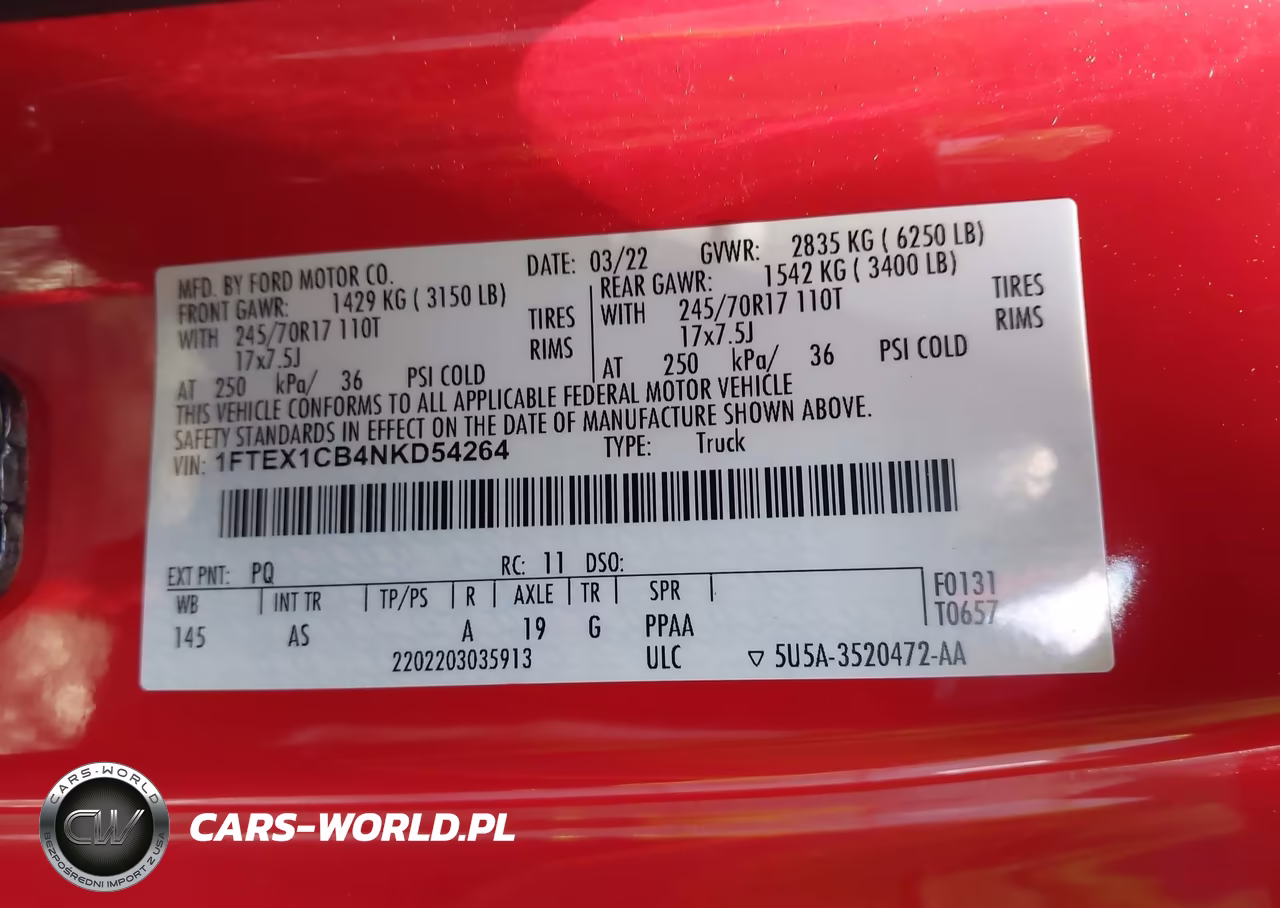 2022 Ford F-150 Xl VIN:1FTEX1CB4NKD54264 - 9