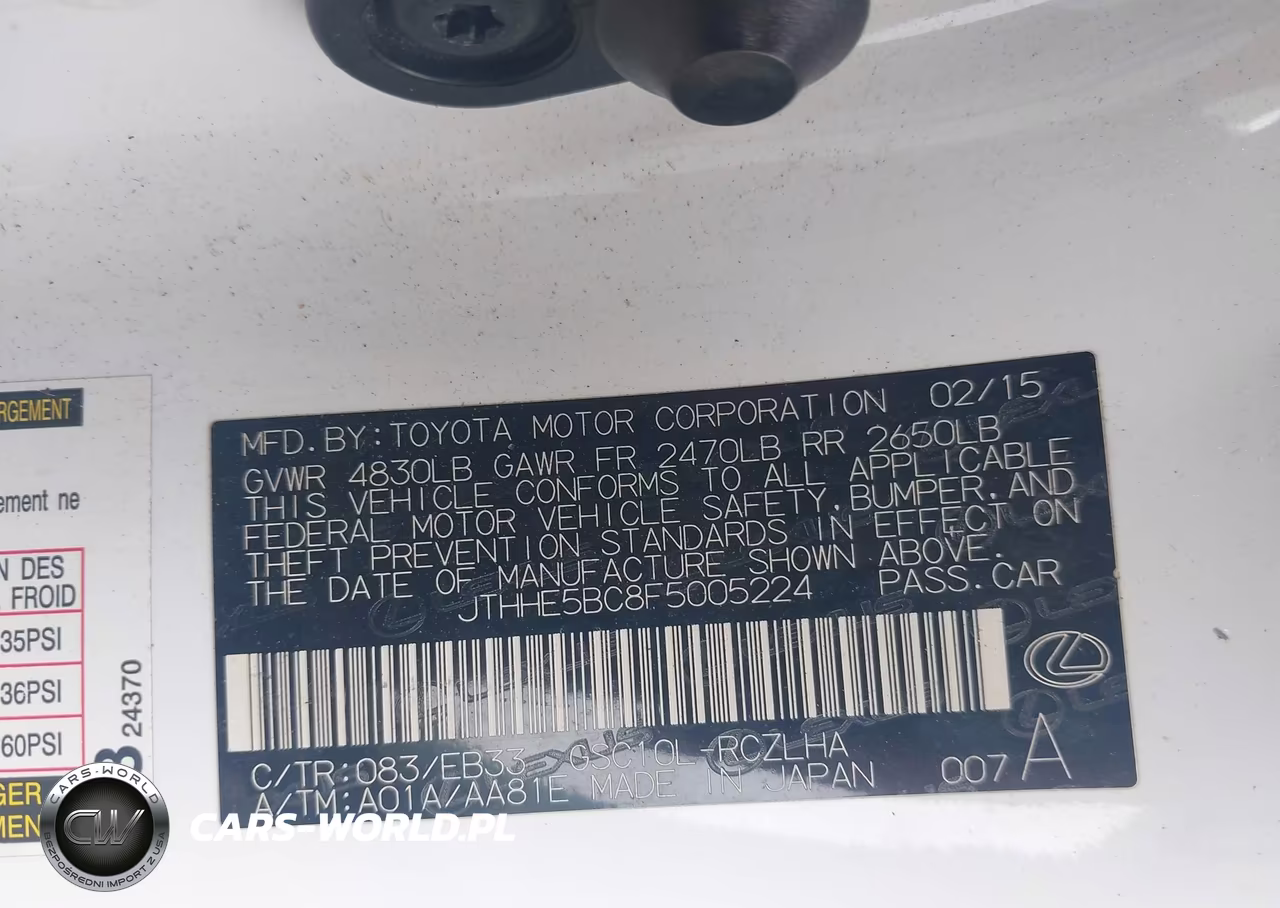 2015 Lexus Rc 350 VIN:JTHHE5BC8F5005224 - 9