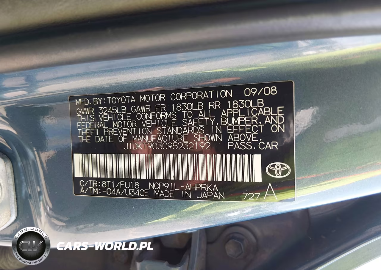 2009 Toyota Yaris VIN:JTDKT903095232192 - 9