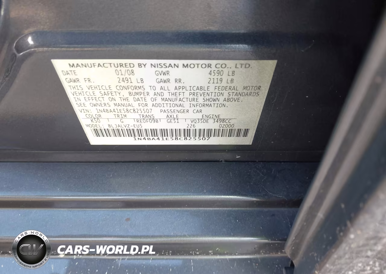 2008 Nissan Maxima 3.5 Se VIN:1N4BA41E58C825507 - 9