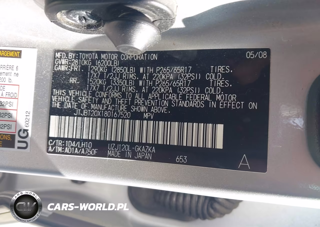 2008 Lexus Gx 470 VIN:JTJBT20X180167520 - 9