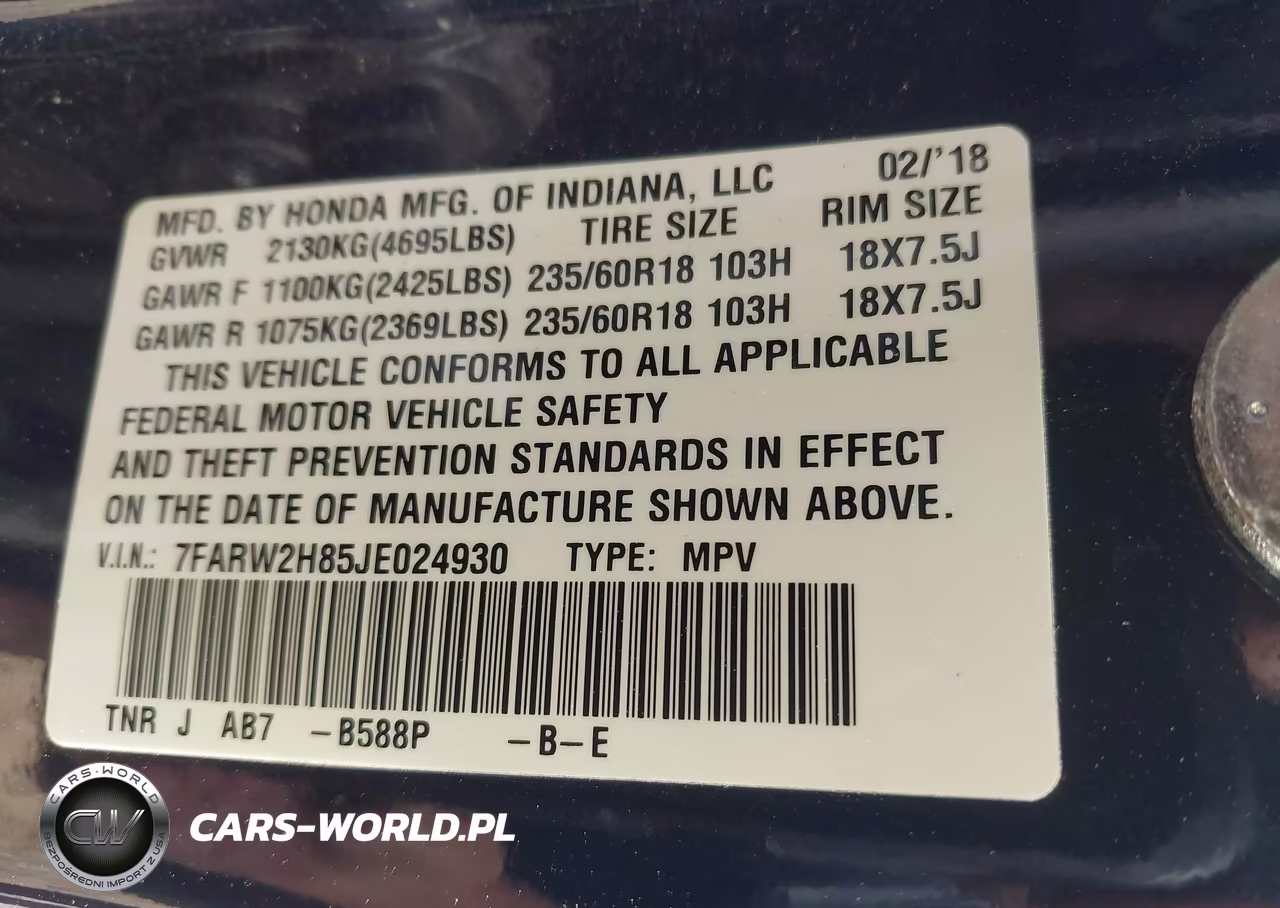 2018 Honda Cr-V Ex-L-Ex-L Navi VIN:7FARW2H85JE024930 - 9