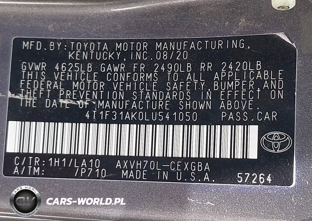 2020 Toyota Camry Xle Hybrid VIN:4T1F31AK0LU541050 - 9