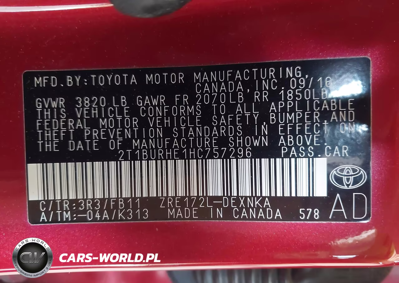 2017 Toyota Corolla Le VIN:2T1BURHE1HC757296 - 9