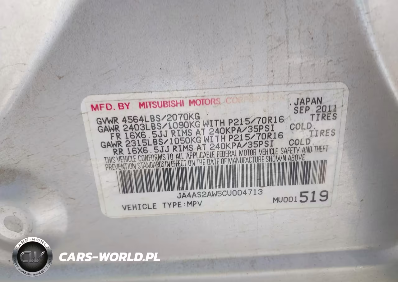 2012 Mitsubishi Outlander Es VIN:JA4AS2AW5CU004713 - 9