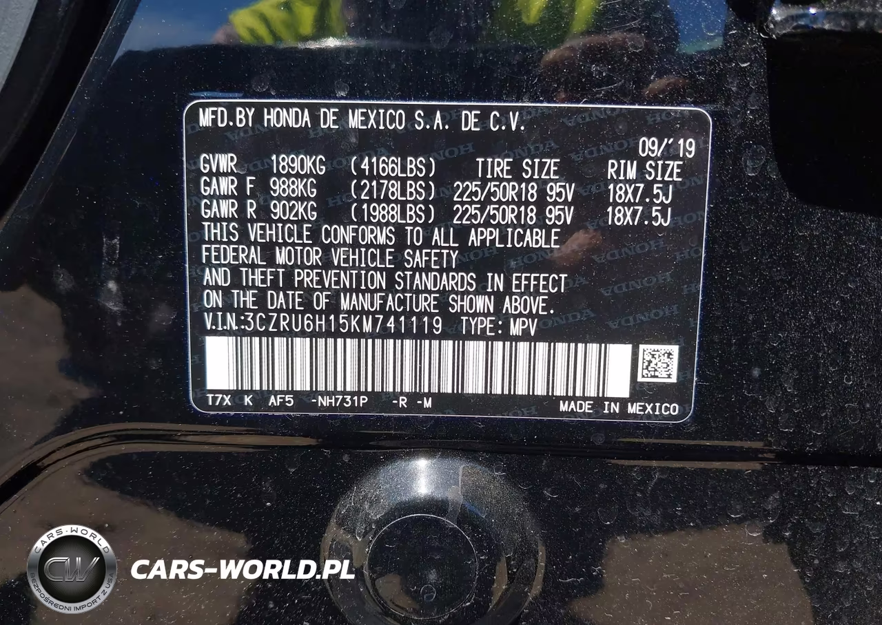 2019 Honda Hr-V Sport VIN:3CZRU6H15KM741119 - 9