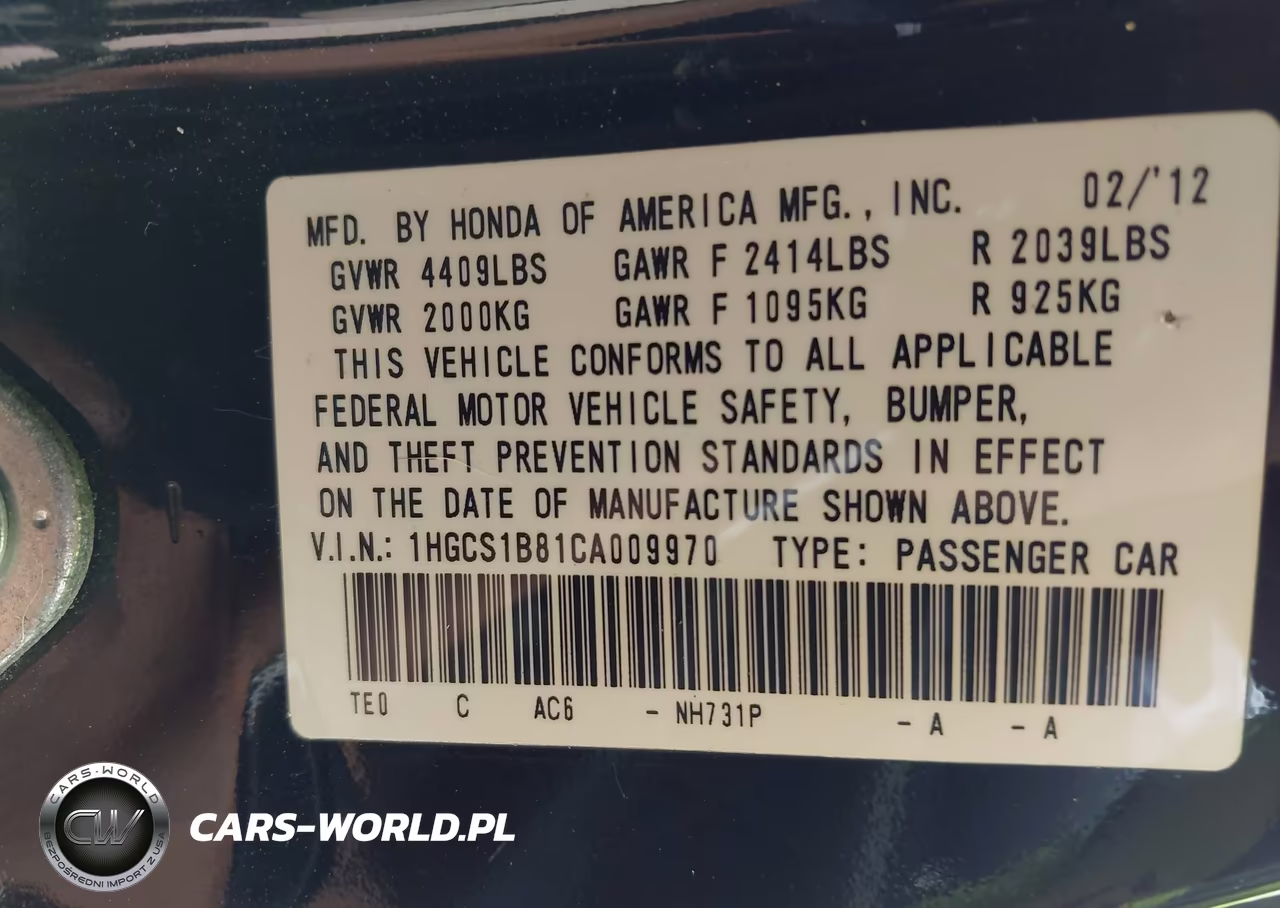 2012 Honda Accord 2.4 Ex-L VIN:1HGCS1B81CA009970 - 9