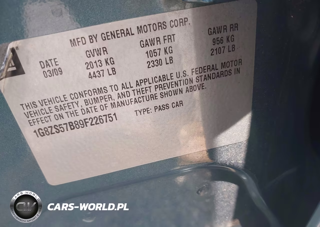 2009 Saturn Aura Xe VIN:1G8ZS57B89F226751 - 9