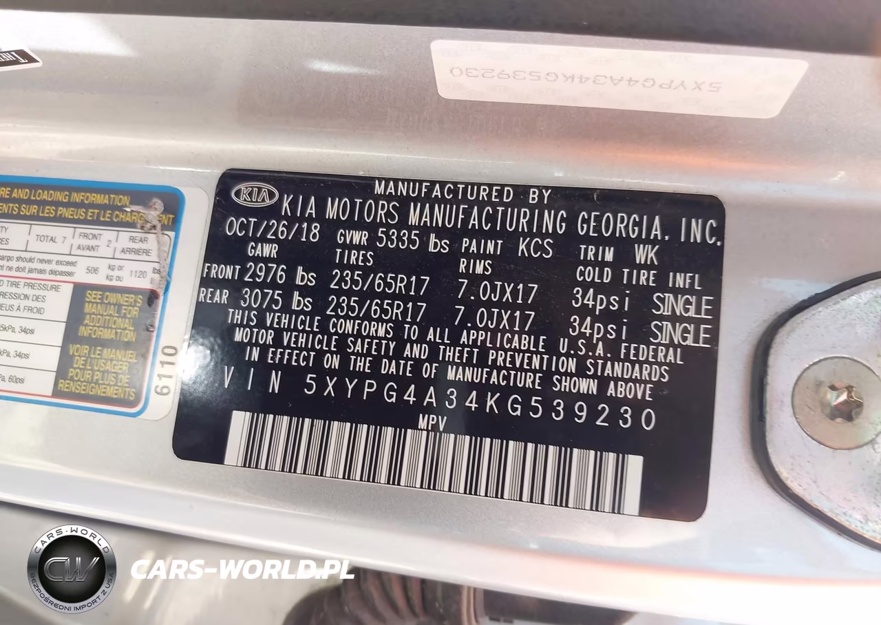 2019 Kia Sorento 2.4L L VIN:5XYPG4A34KG539230 - 9