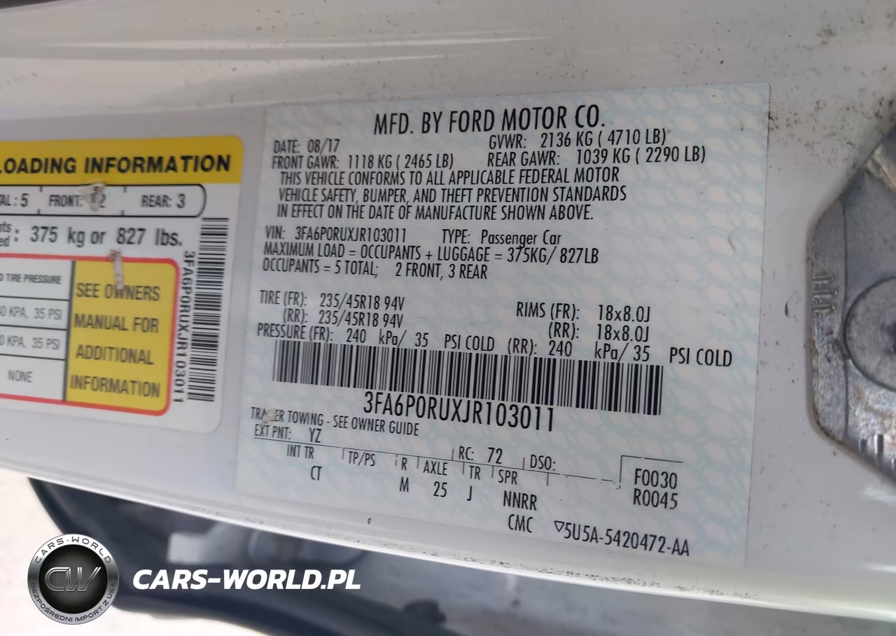 2018 Ford Fusion Hybrid Titanium VIN:3FA6P0RUXJR103011 - 9