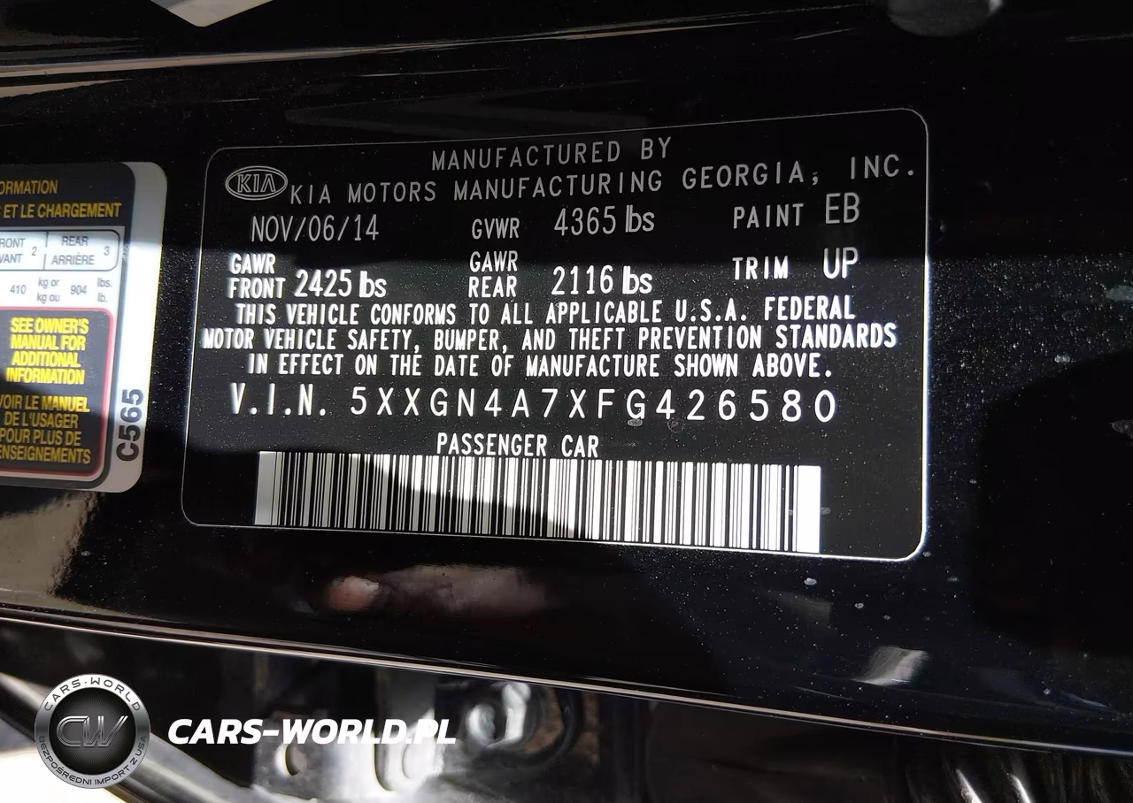 2015 Kia Optima Ex VIN:5XXGN4A7XFG426580 - 9