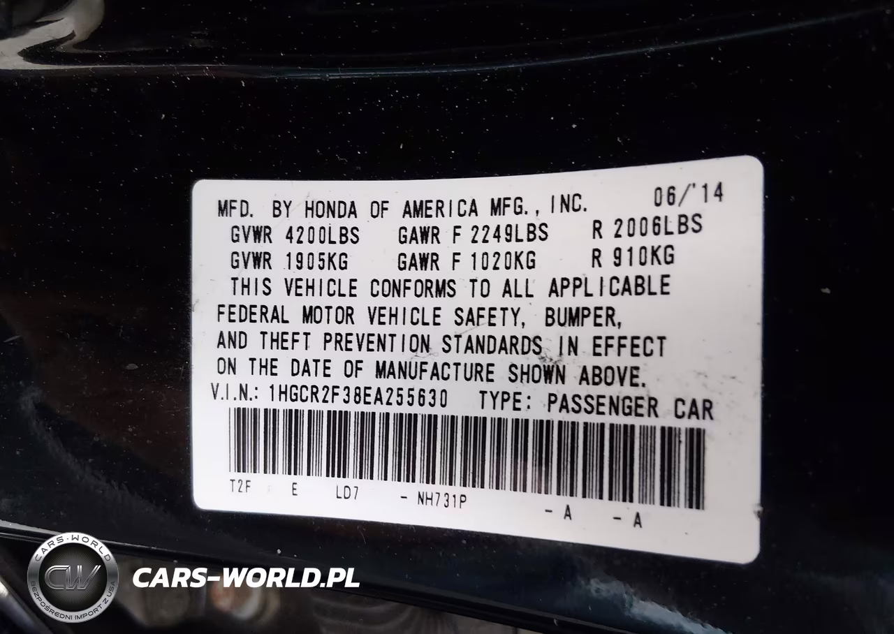 2014 Honda Accord Lx VIN:1HGCR2F38EA255630 - 9