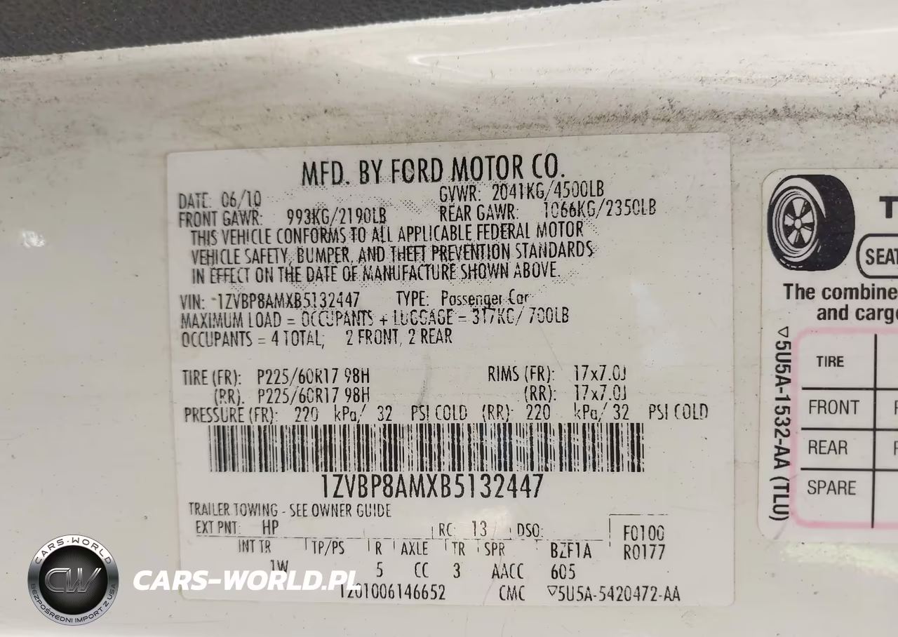 2011 Ford Mustang V6 VIN:1ZVBP8AMXB5132447 - 9