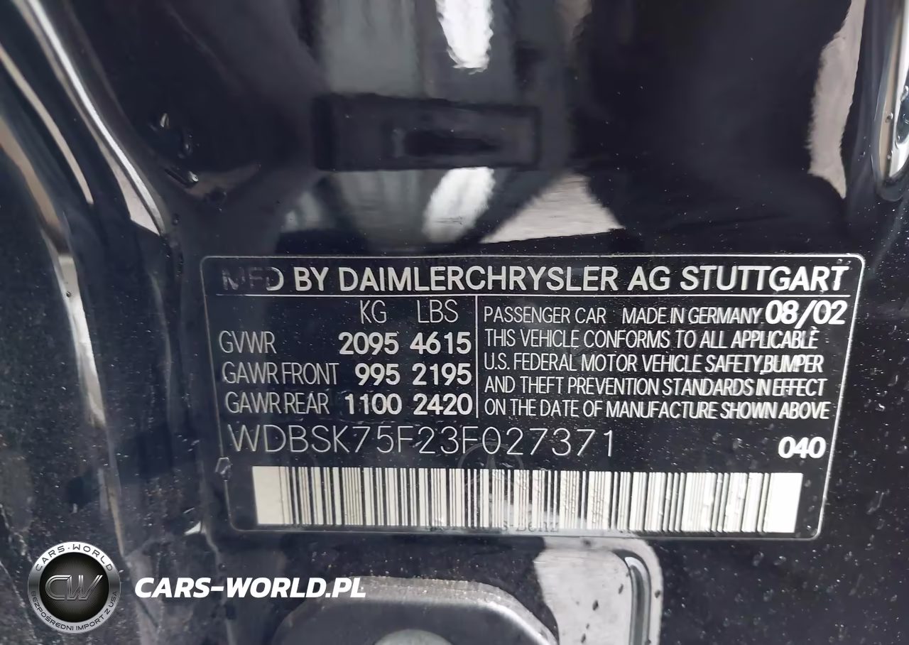 2003 Mercedes-Benz Sl 500 VIN:WDBSK75F23F027371 - 9