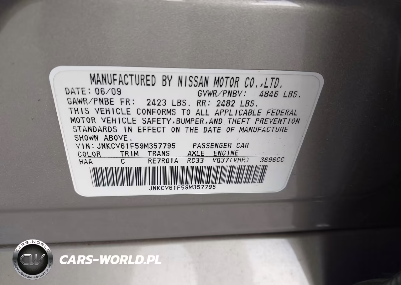 2009 Infiniti G37X VIN:JNKCV61F59M357795 - 9