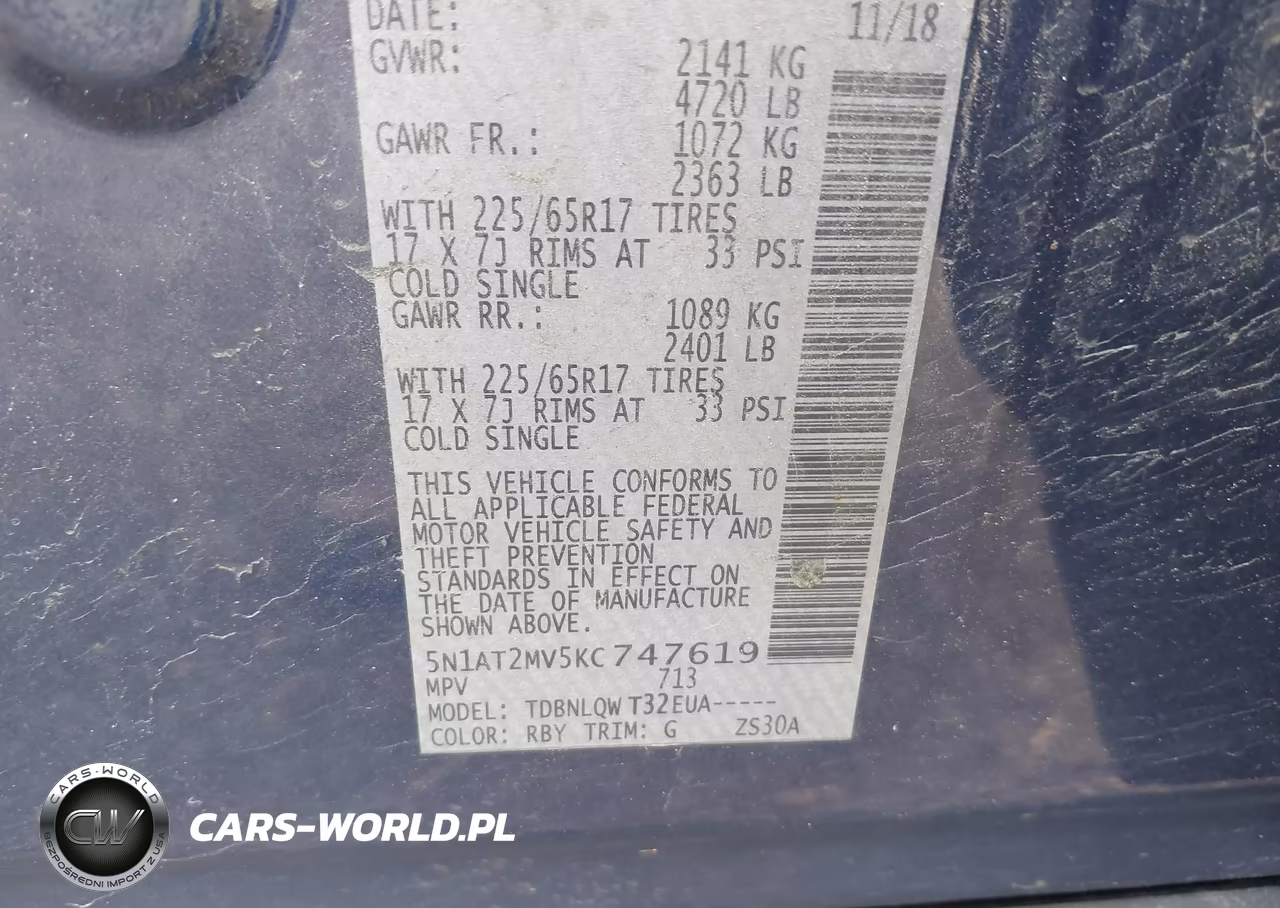 2019 Nissan Rogue Sv VIN:5N1AT2MV5KC747619 - 9