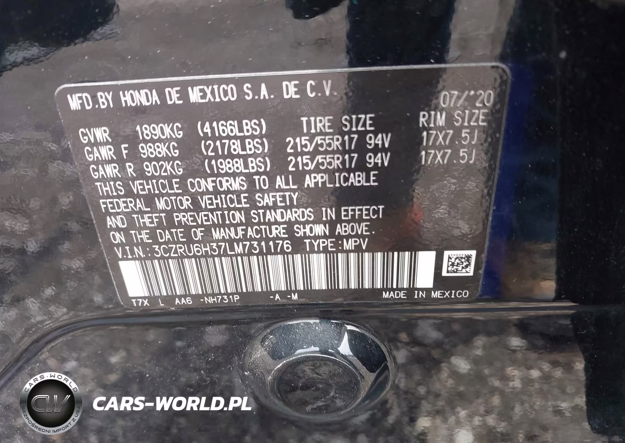 2020 Honda Hr-V Awd Lx VIN:3CZRU6H37LM731176 - 9