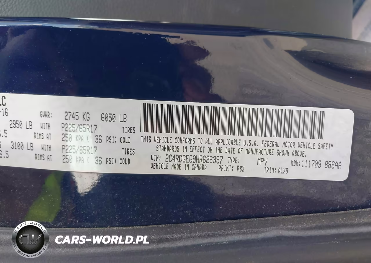 2017 Dodge Grand Caravan Gt VIN:2C4RDGEG9HR626397 - 9