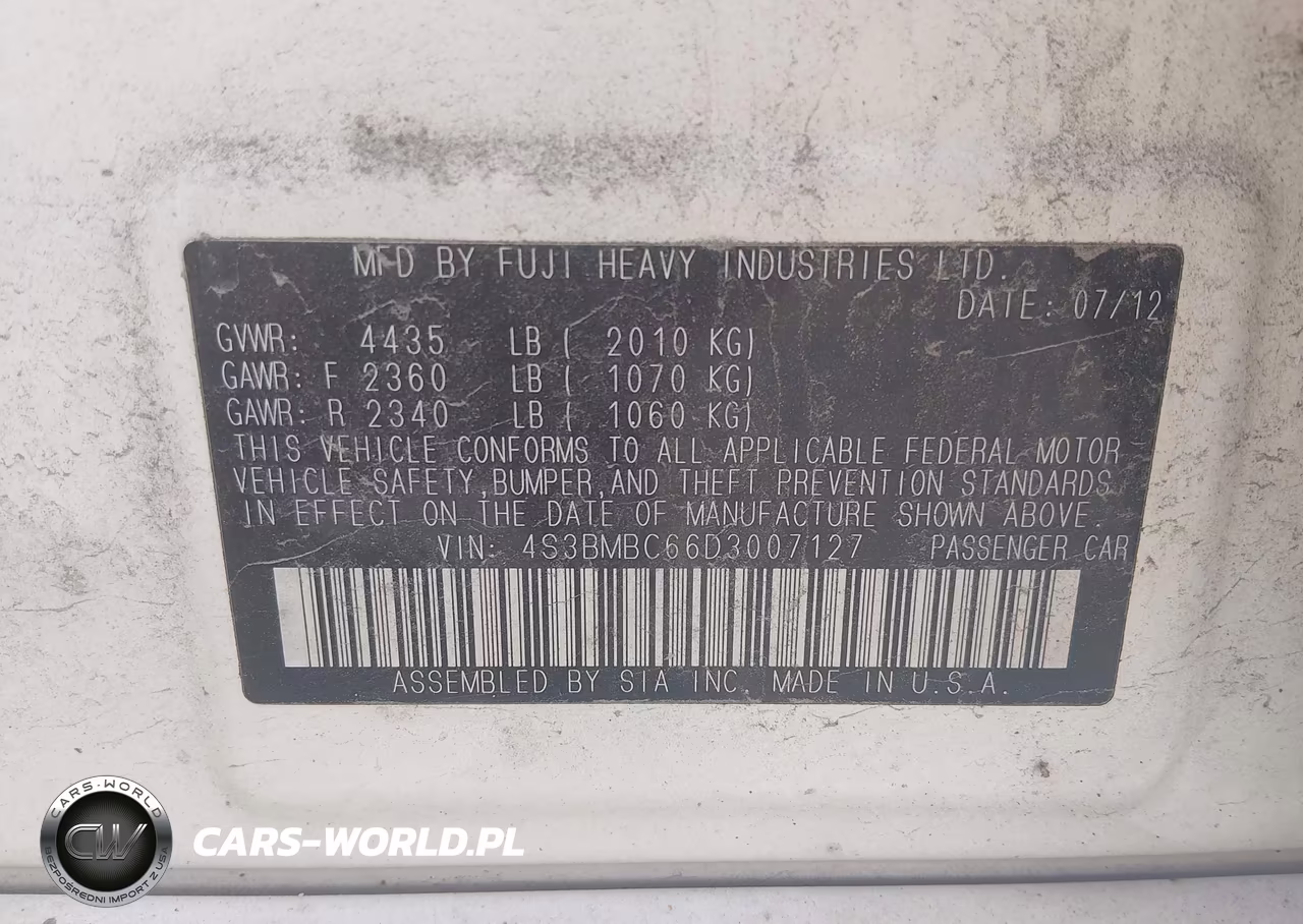2013 Subaru Legacy 2.5I Premium VIN:4S3BMBC66D3007127 - 9