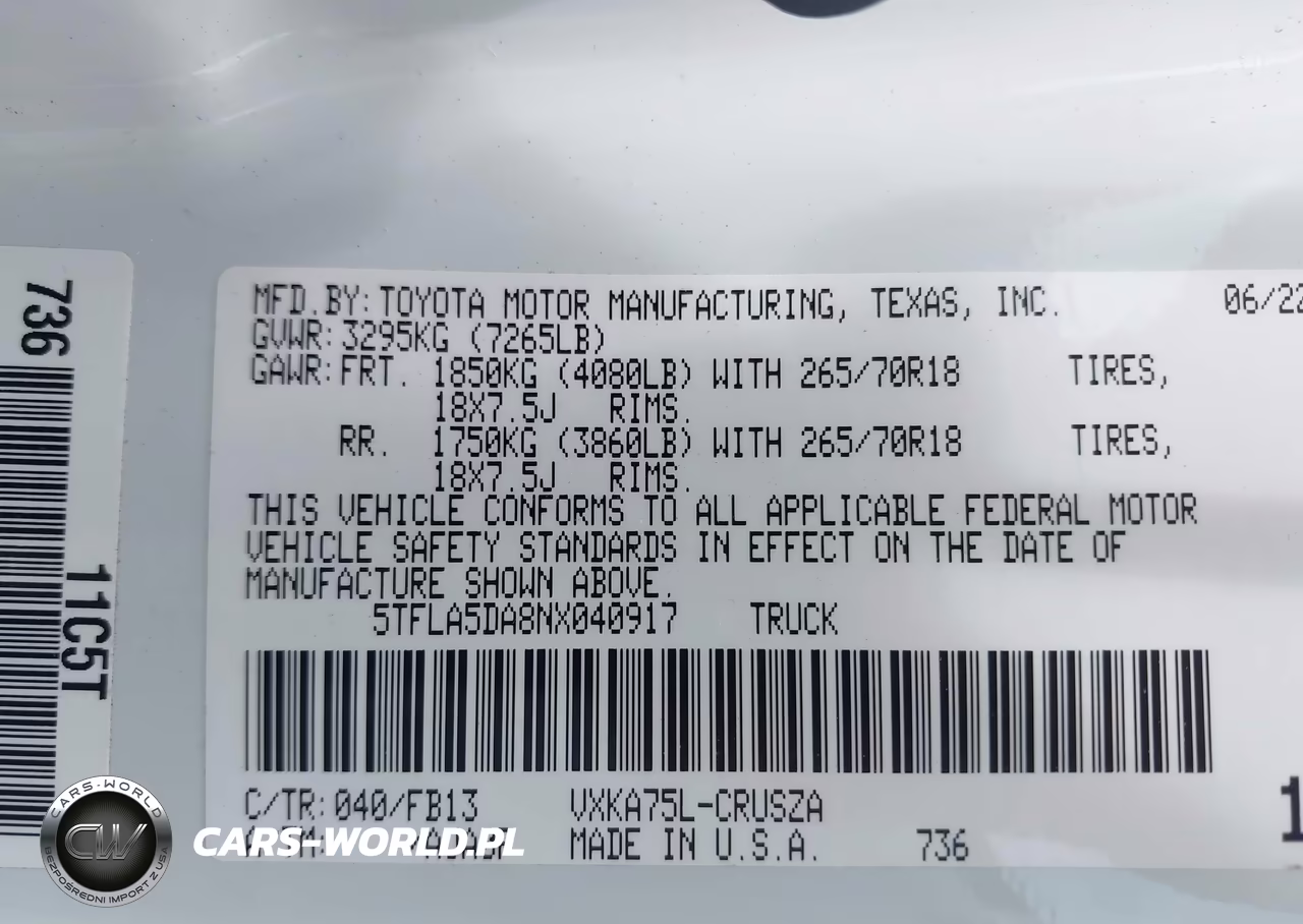 2022 Toyota Tundra Sr5 VIN:5TFLA5DA8NX040917 - 9