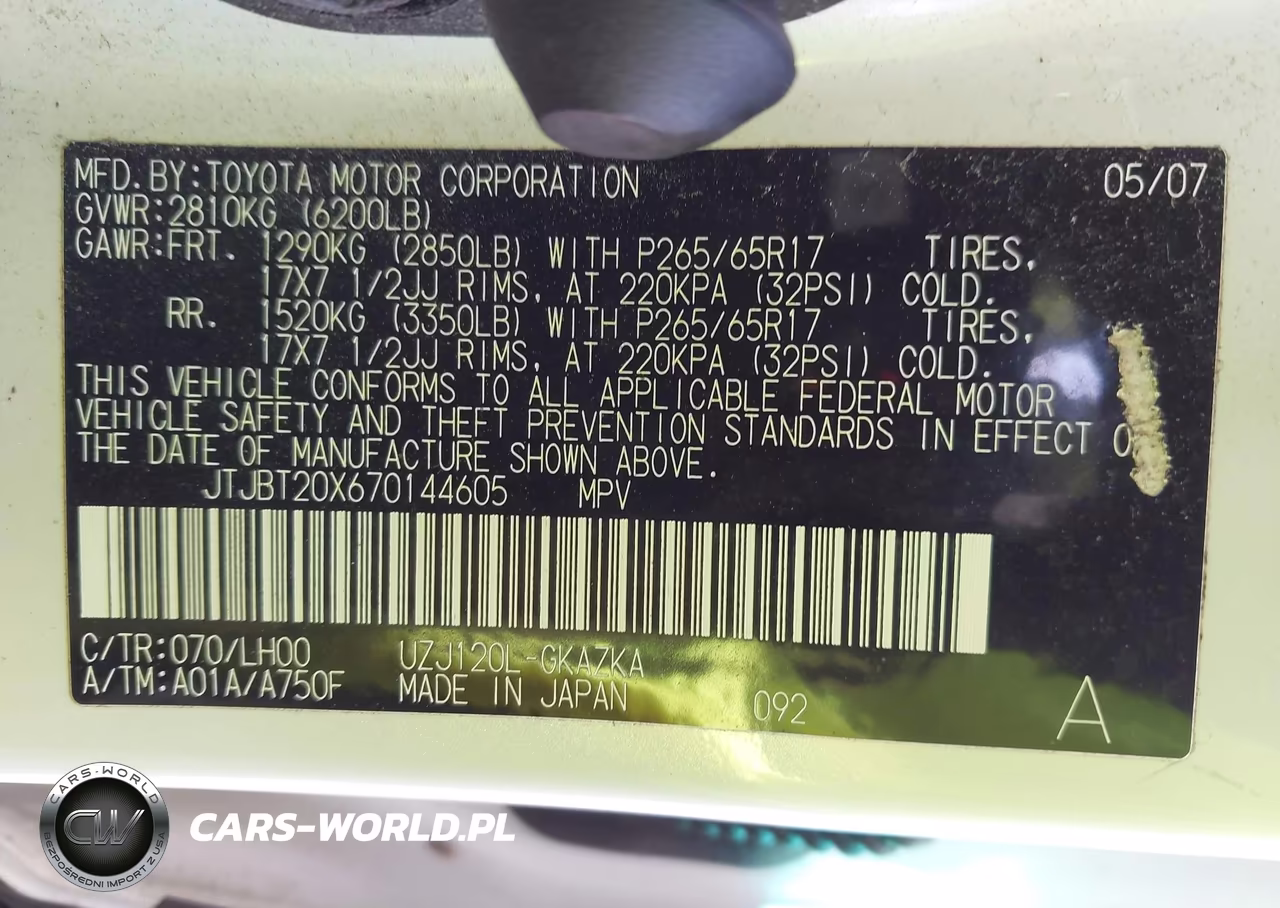 2007 Lexus Gx 470 VIN:JTJBT20X670144605 - 9