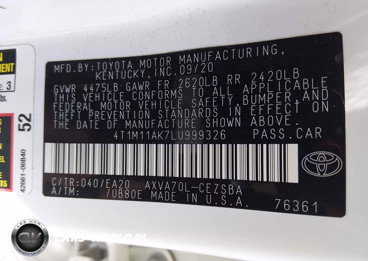 2020 Toyota Camry Se VIN:4T1M11AK7LU999326 - 9