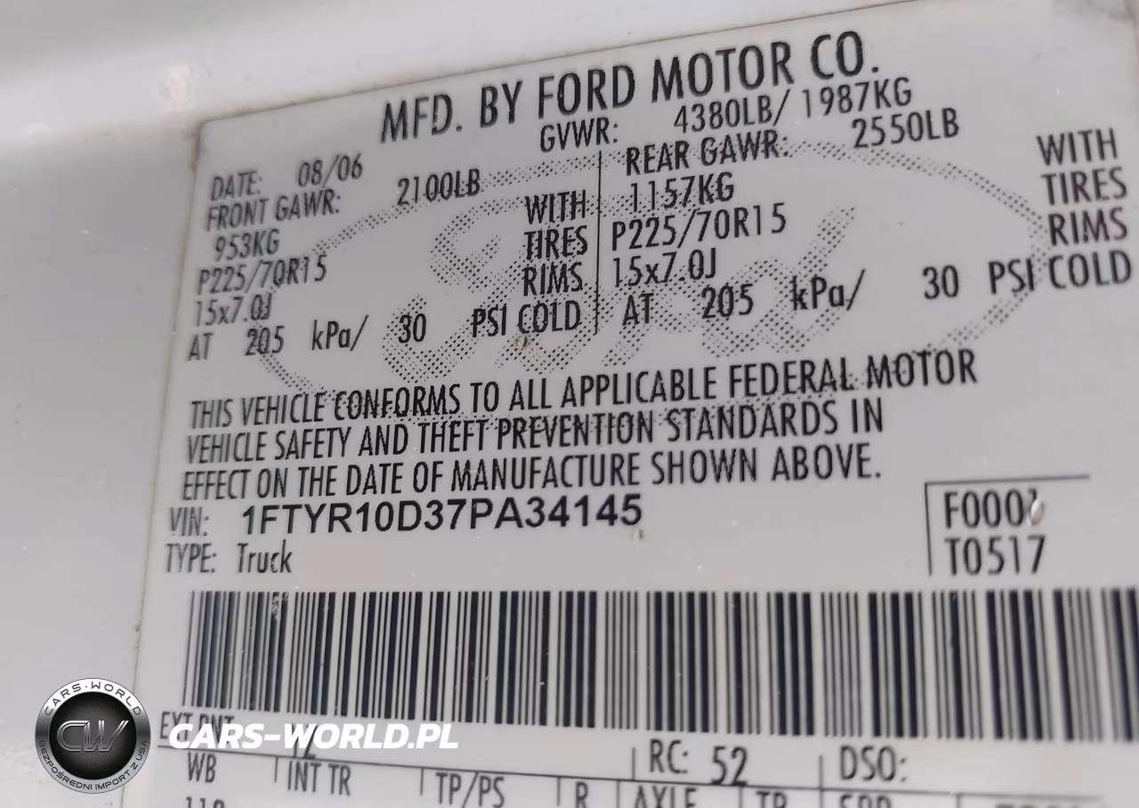2007 Ford Ranger Stx-Xl-Xlt VIN:1FTYR10D37PA34145 - 9