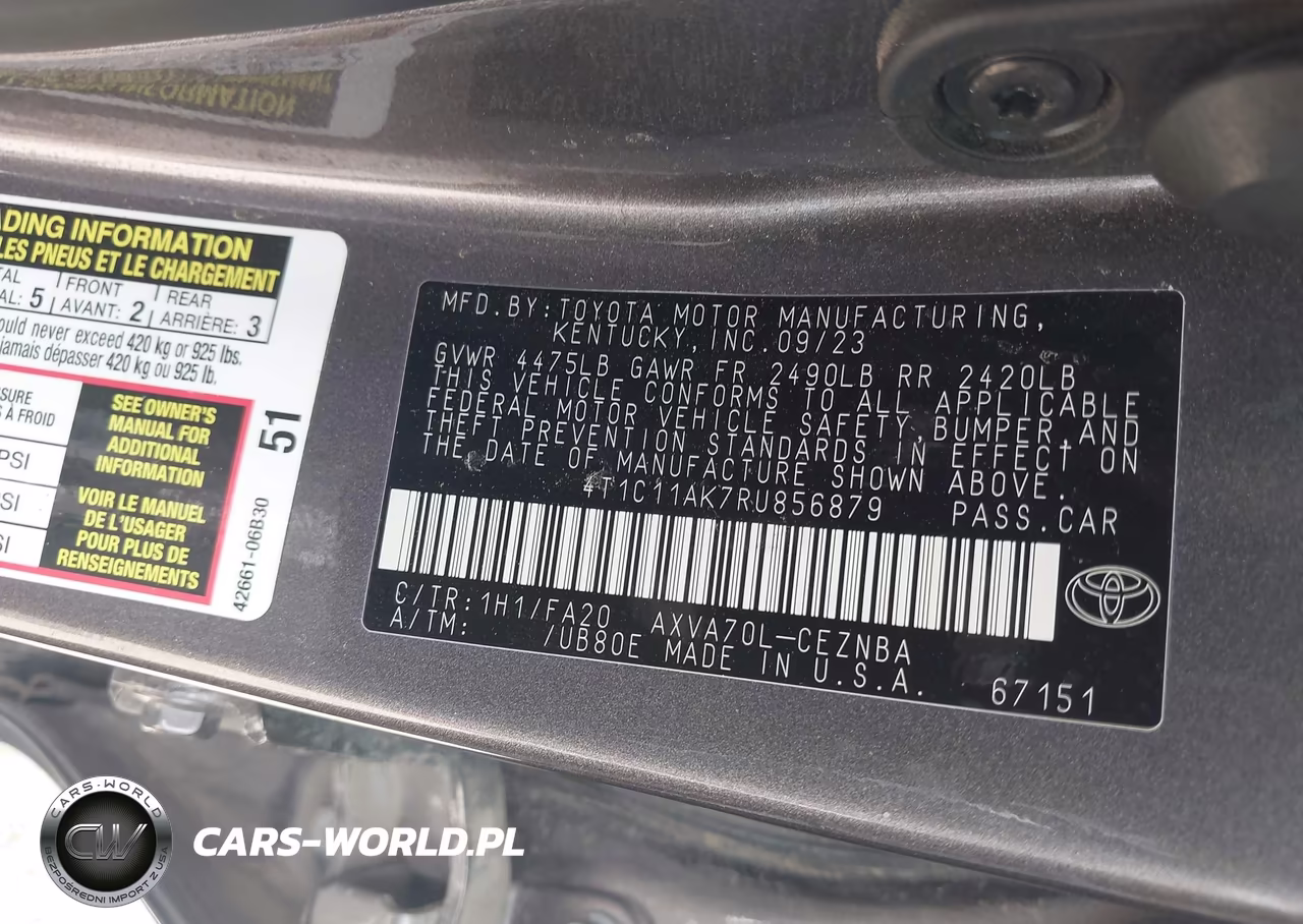 TOYOTA CAMRY VIN:4T1C11AK7RU856879 - 9
