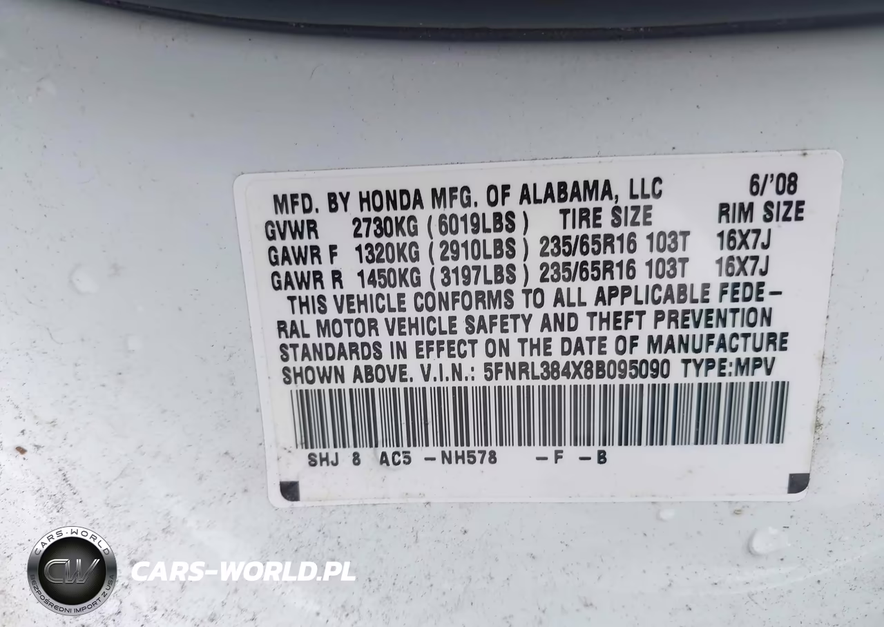 2008 Honda Odyssey Ex VIN:5FNRL384X8B095090 - 9