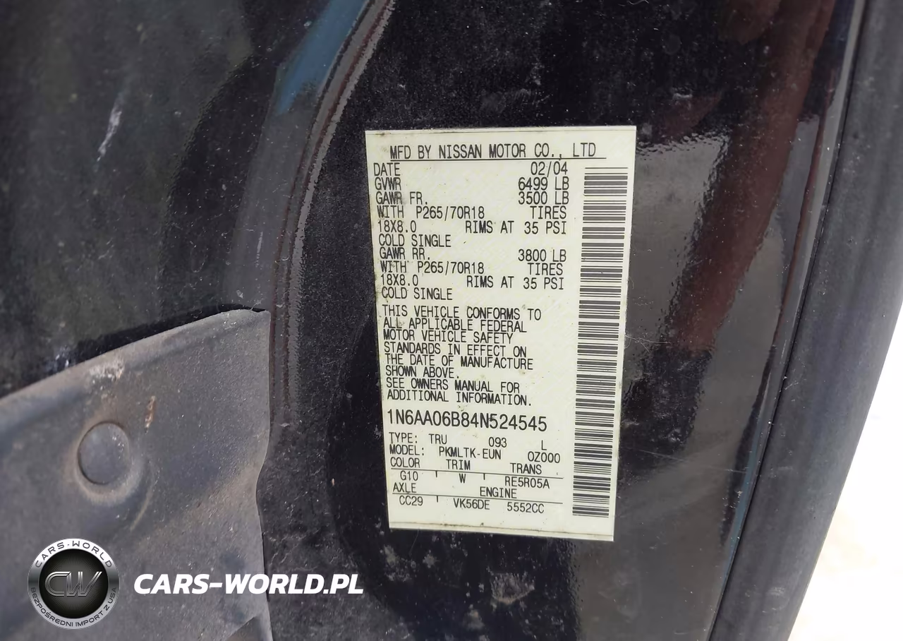 2004 Nissan Titan Se VIN:1N6AA06B84N524545 - 9