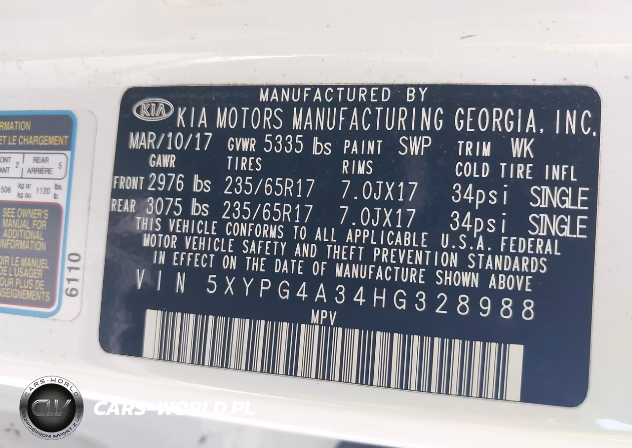 2017 Kia Sorento 2.4L Lx VIN:5XYPG4A34HG328988 - 9