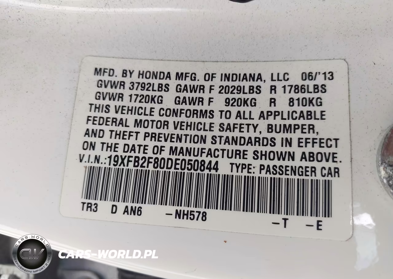 2013 Honda Civic Ex VIN:19XFB2F80DE050844 - 9