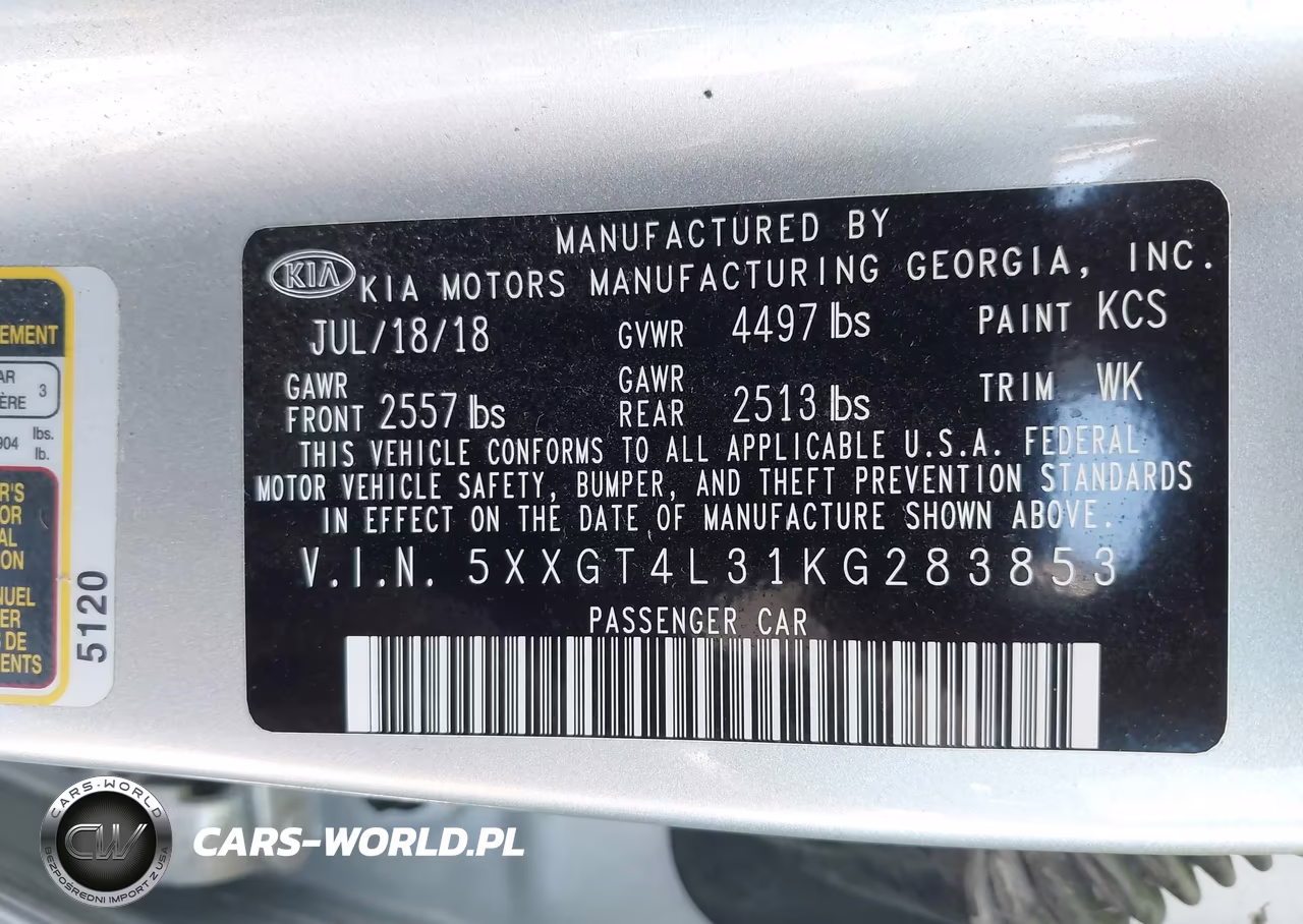 2019 Kia Optima Lx VIN:5XXGT4L31KG283853 - 9