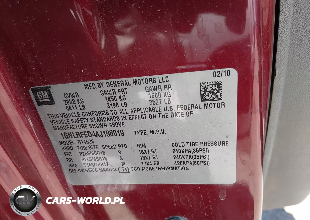 2010 Chevrolet Traverse Lt VIN:1GNLRFED4AJ198019 - 9