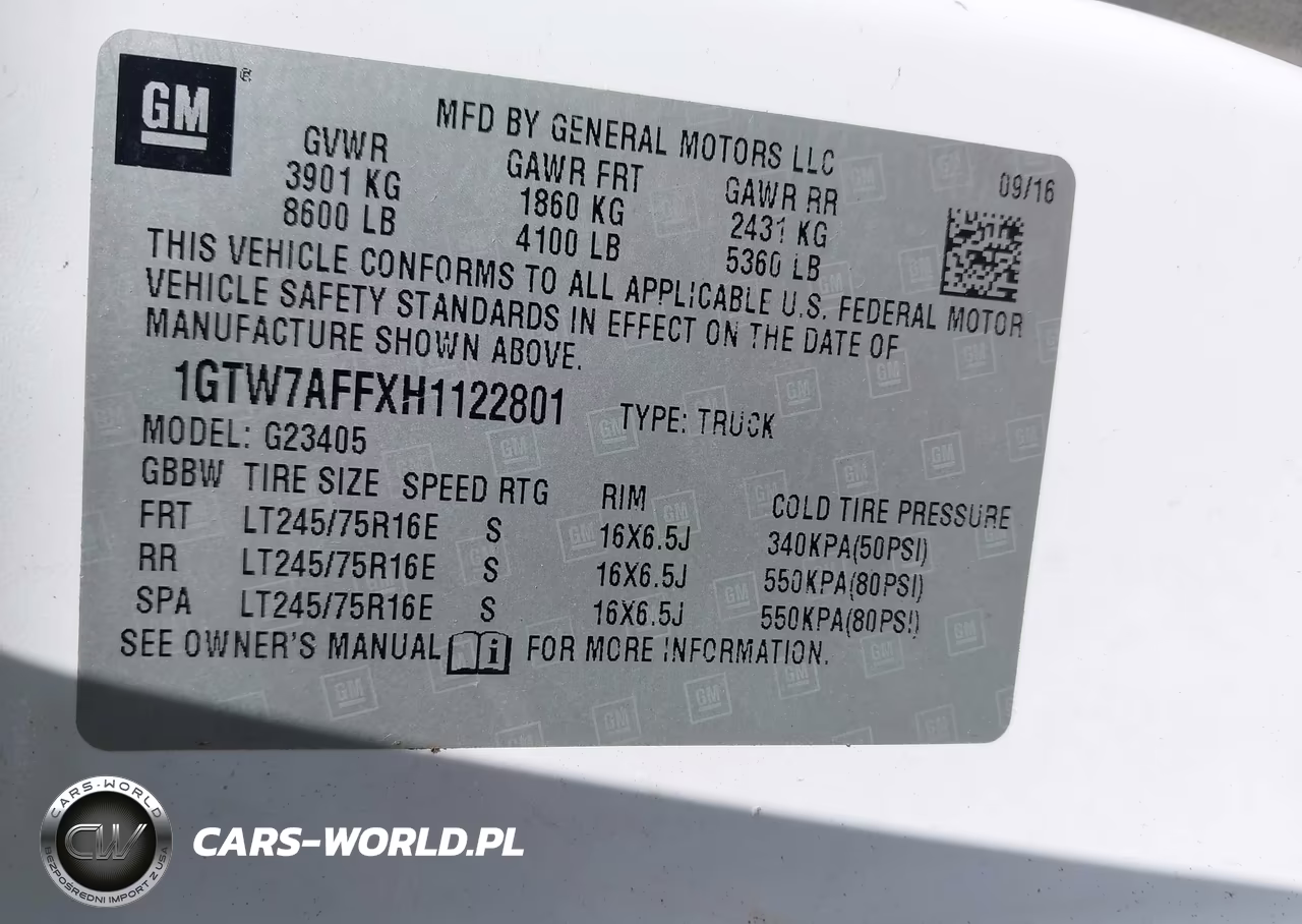 2017 GMC Savana 2500 Work Van VIN:1GTW7AFFXH1122801 - 9