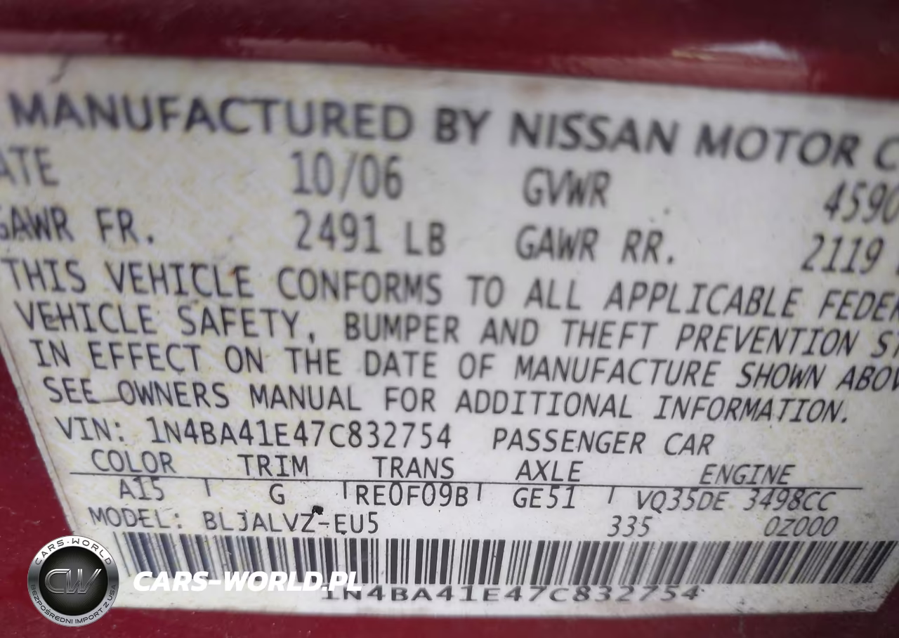 2007 Nissan Maxima 3.5 Se VIN:1N4BA41E47C832754 - 9