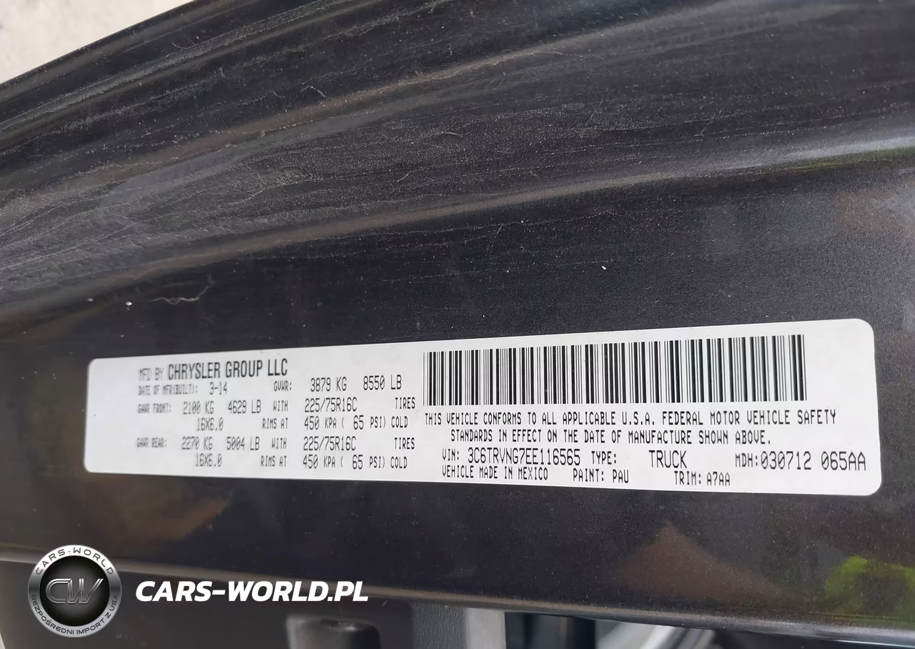 2014 Ram Promaster 1500 Low Roof VIN:3C6TRVNG7EE116565 - 9