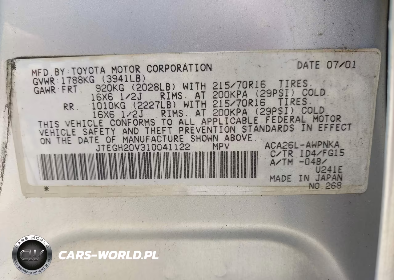 2001 Toyota Rav4 VIN:JTEGH20V310041122 - 9