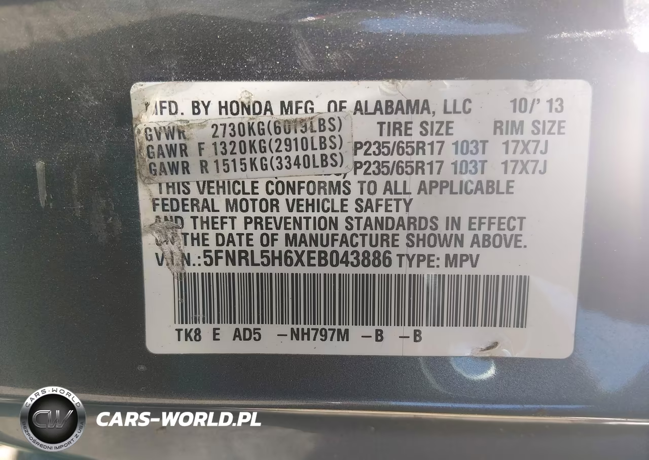2014 Honda Odyssey Ex-L VIN:5FNRL5H6XEB043886 - 9