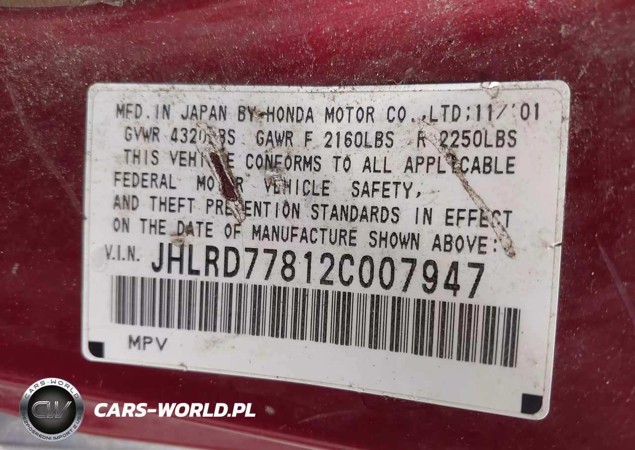 2002 Honda Cr-V Ex VIN:JHLRD77812C007947 - 9