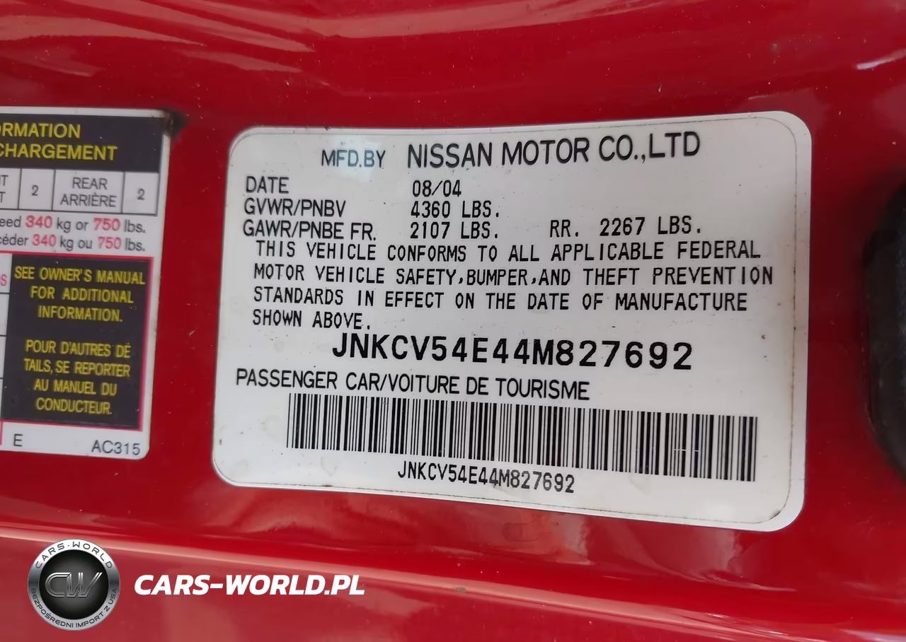 2004 Infiniti G35 VIN:JNKCV54E44M827692 - 9