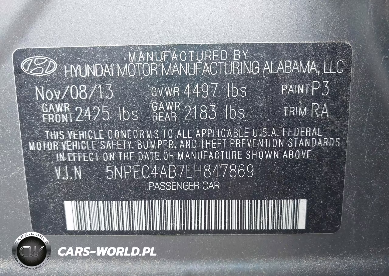 2014 Hyundai Sonata Se 2.0T VIN:5NPEC4AB7EH847869 - 9