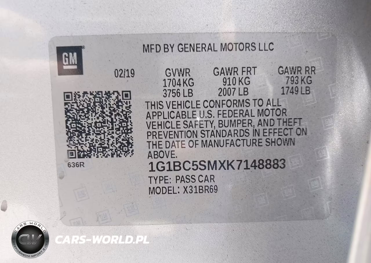 2019 Chevrolet Cruze Ls VIN:1G1BC5SMXK7148883 - 9